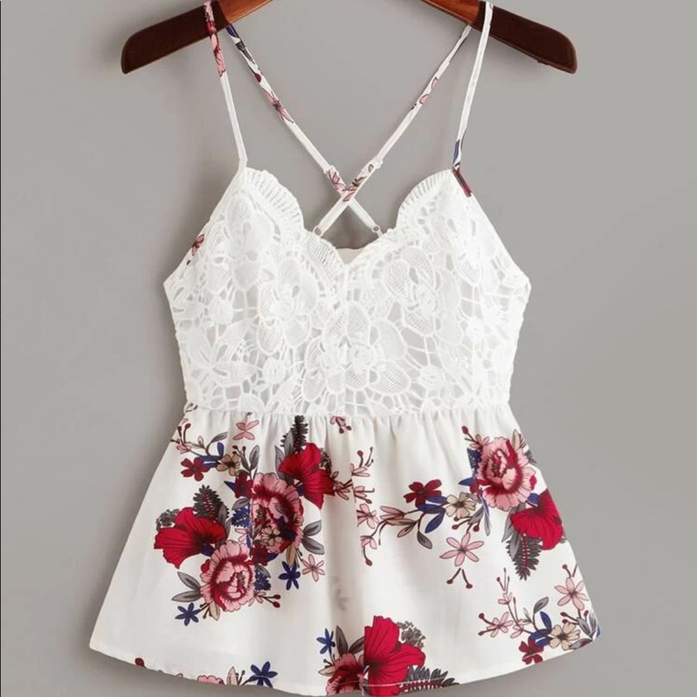 Shein crochet open back tie tank top